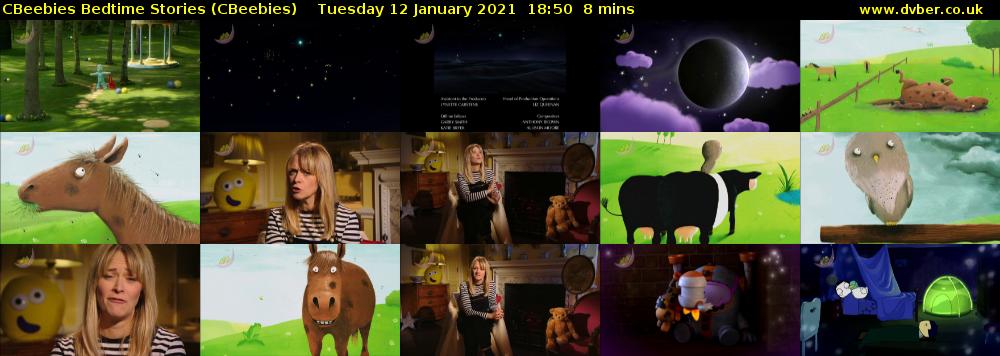 CBeebies Bedtime Stories (CBeebies) Tuesday 12 January 2021 18:50 - 18:58