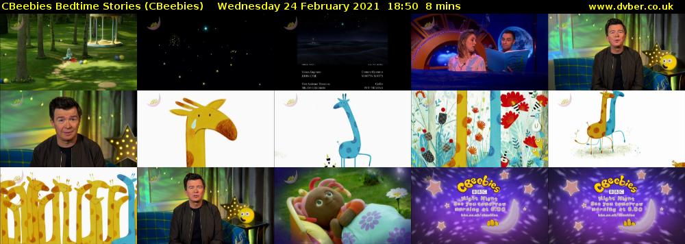 CBeebies Bedtime Stories (CBeebies) Wednesday 24 February 2021 18:50 - 18:58