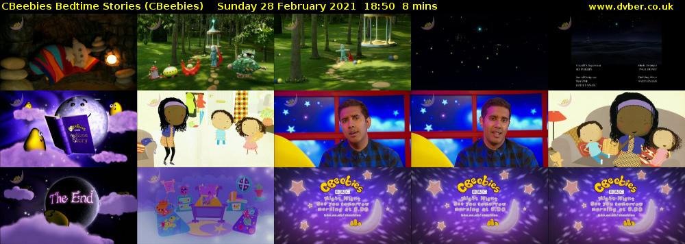 CBeebies Bedtime Stories (CBeebies) Sunday 28 February 2021 18:50 - 18:58