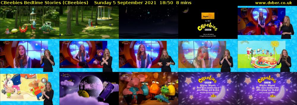 CBeebies Bedtime Stories (CBeebies) Sunday 5 September 2021 18:50 - 18:58