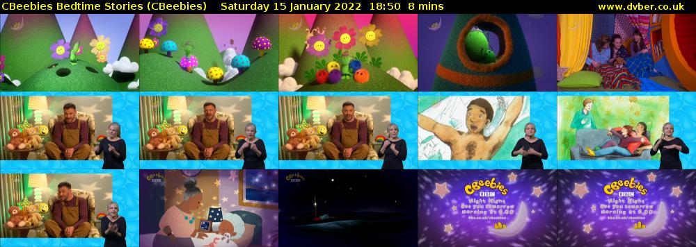 CBeebies Bedtime Stories (CBeebies) Saturday 15 January 2022 18:50 - 18:58