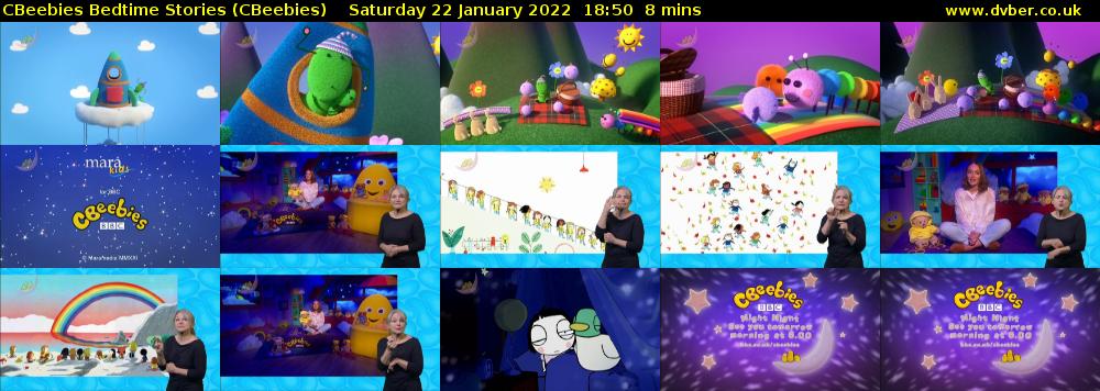 CBeebies Bedtime Stories (CBeebies) Saturday 22 January 2022 18:50 - 18:58