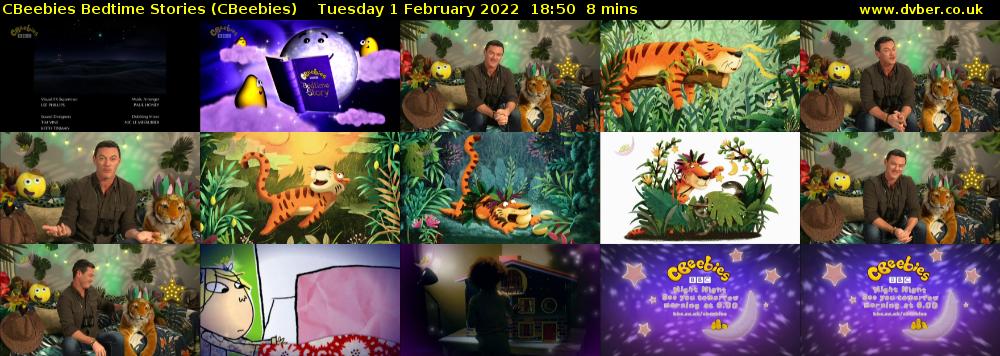 CBeebies Bedtime Stories (CBeebies) Tuesday 1 February 2022 18:50 - 18:58
