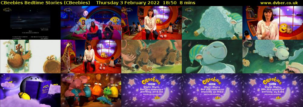 CBeebies Bedtime Stories (CBeebies) Thursday 3 February 2022 18:50 - 18:58