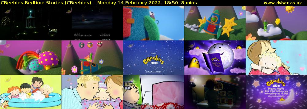 CBeebies Bedtime Stories (CBeebies) Monday 14 February 2022 18:50 - 18:58
