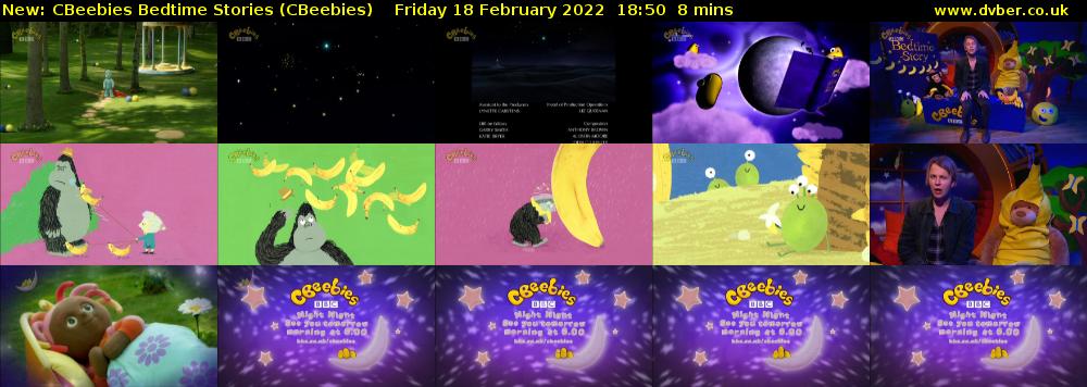CBeebies Bedtime Stories (CBeebies) Friday 18 February 2022 18:50 - 18:58