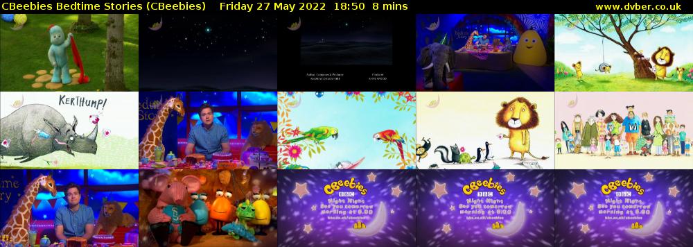 CBeebies Bedtime Stories (CBeebies) Friday 27 May 2022 18:50 - 18:58