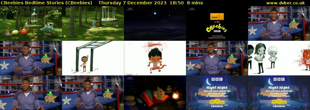 CBeebies Bedtime Stories (CBeebies) Thursday 7 December 2023 18:50 - 18:58