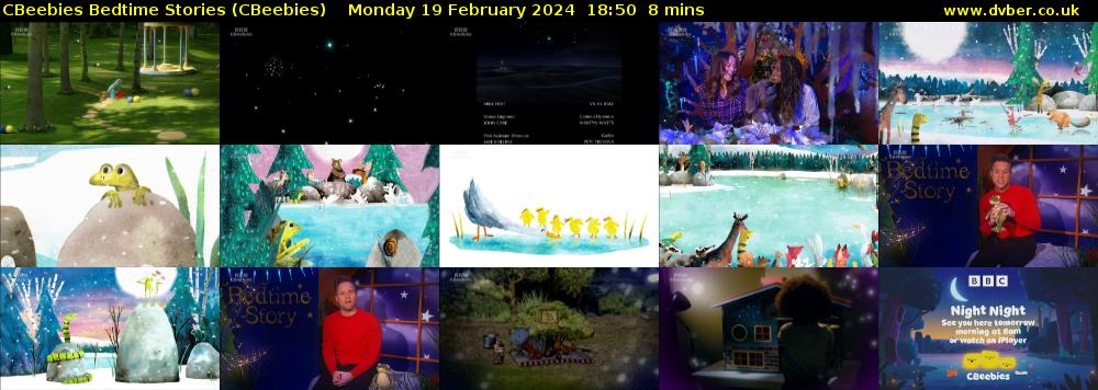 CBeebies Bedtime Stories (CBeebies) Monday 19 February 2024 18:50 - 18:58