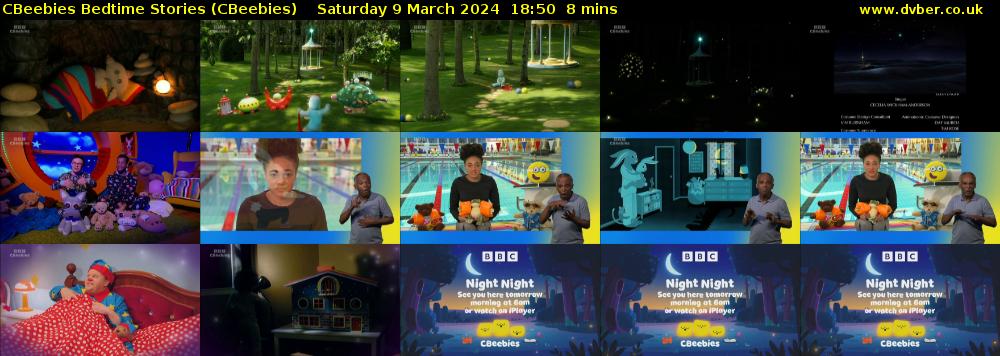 CBeebies Bedtime Stories (CBeebies) Saturday 9 March 2024 18:50 - 18:58
