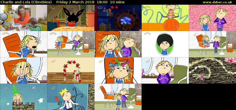 Charlie and Lola (CBeebies) Friday 2 March 2018 18:00 - 18:10