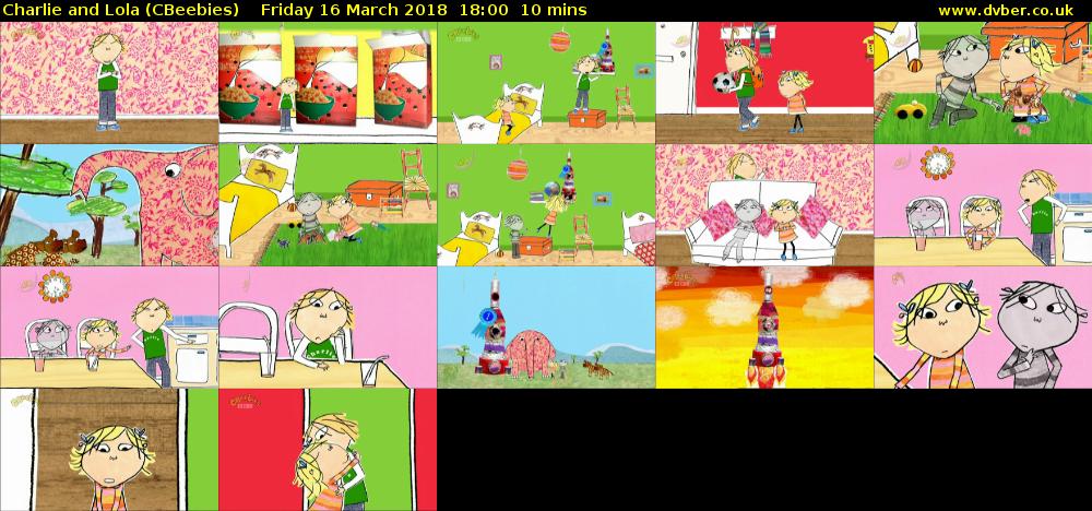 Charlie and Lola (CBeebies) Friday 16 March 2018 18:00 - 18:10