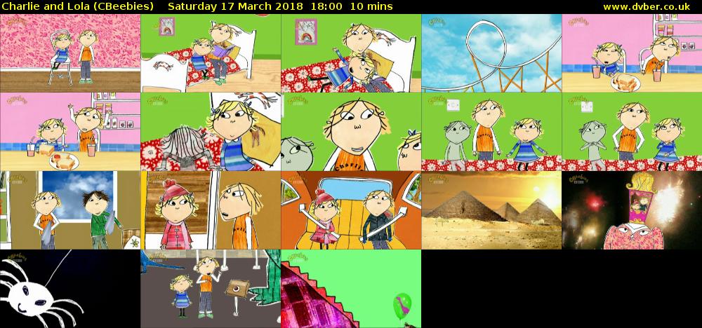 Charlie and Lola (CBeebies) Saturday 17 March 2018 18:00 - 18:10
