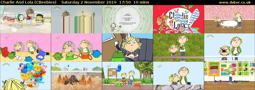 Charlie and Lola (CBeebies) Saturday 2 November 2019 17:50 - 18:00