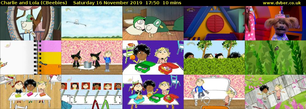Charlie and Lola (CBeebies) Saturday 16 November 2019 17:50 - 18:00