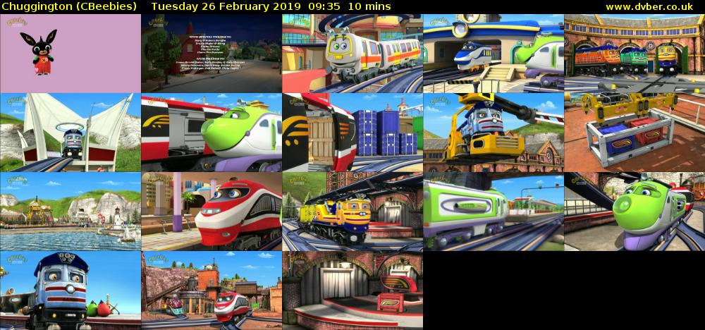 Chuggington (CBeebies) Tuesday 26 February 2019 09:35 - 09:45