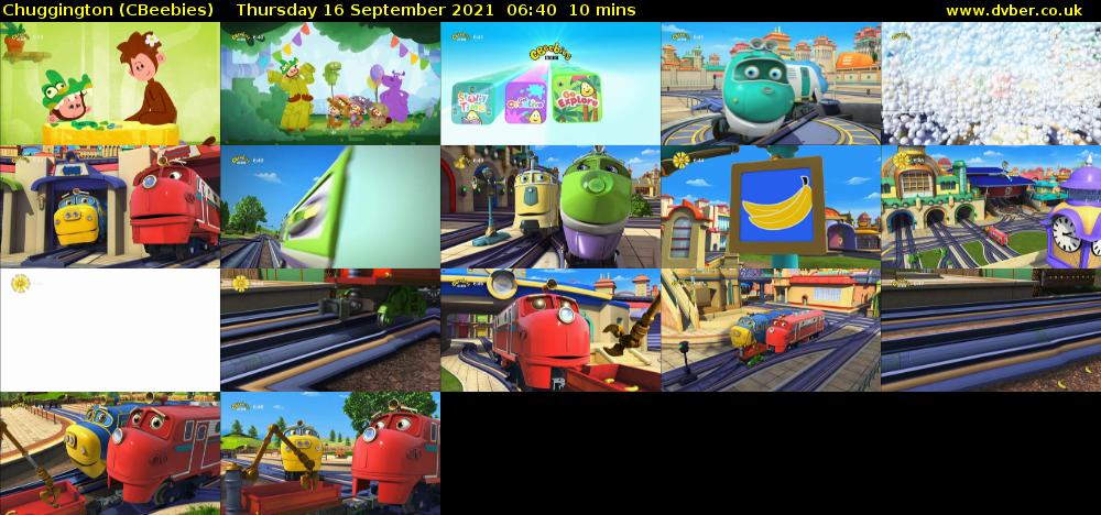 Chuggington (CBeebies) Thursday 16 September 2021 06:40 - 06:50