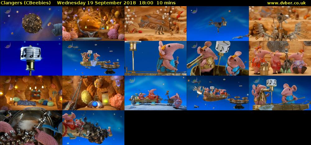 Clangers (CBeebies) Wednesday 19 September 2018 18:00 - 18:10