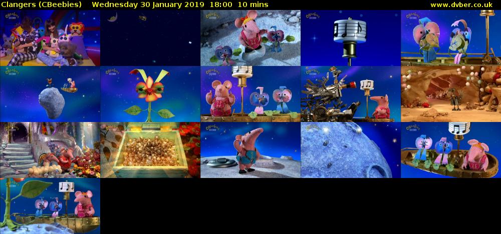 Clangers (CBeebies) Wednesday 30 January 2019 18:00 - 18:10