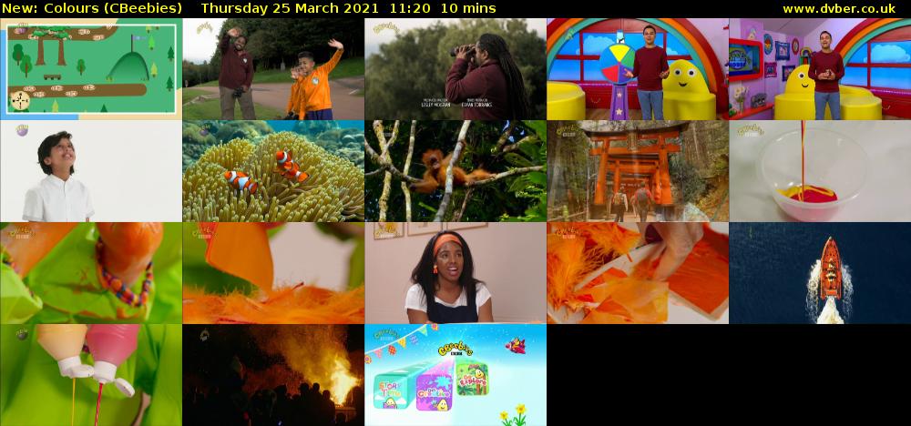 Colours (CBeebies) Thursday 25 March 2021 11:20 - 11:30
