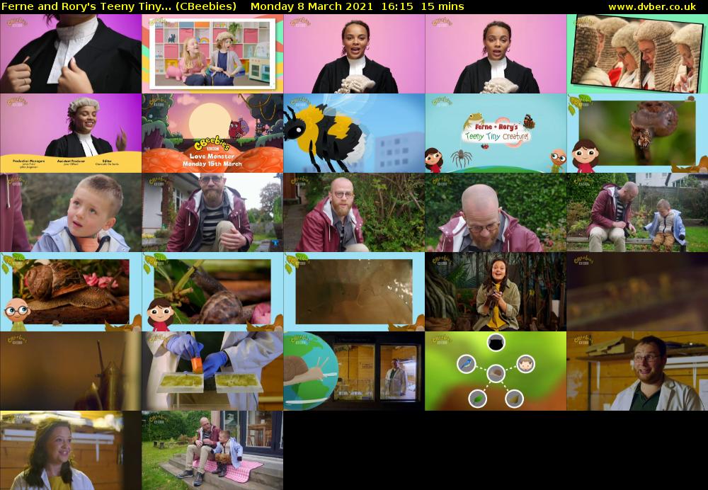 Ferne and Rory's Teeny Tiny... (CBeebies) Monday 8 March 2021 16:15 - 16:30