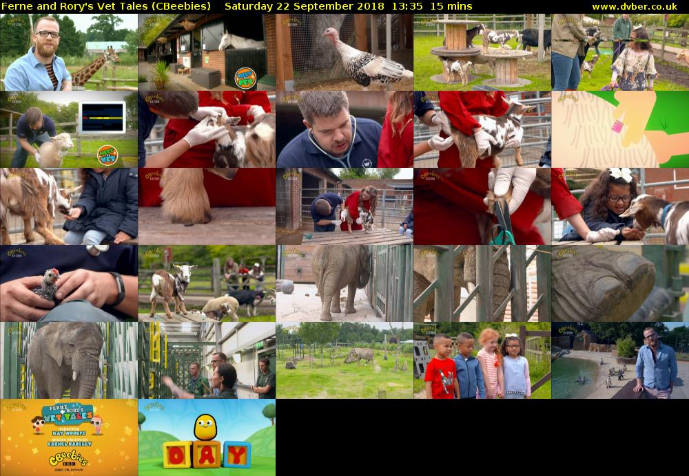 Ferne and Rory's Vet Tales (CBeebies) Saturday 22 September 2018 13:35 - 13:50