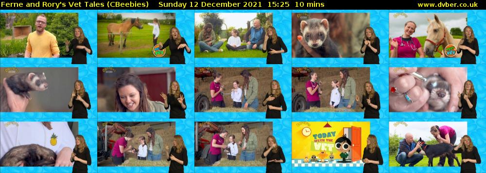 Ferne and Rory's Vet Tales (CBeebies) Sunday 12 December 2021 15:25 - 15:35