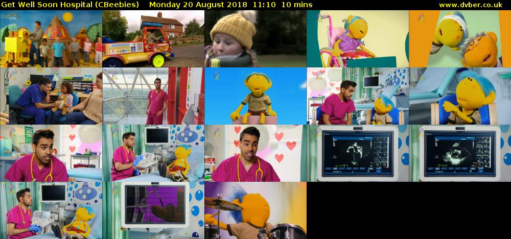 Get Well Soon Hospital (CBeebies) Monday 20 August 2018 11:10 - 11:20