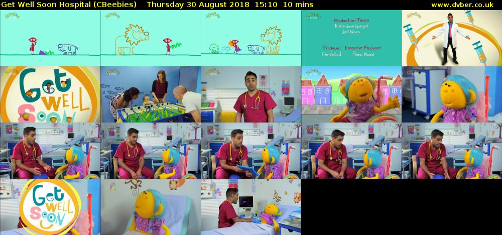Get Well Soon Hospital (CBeebies) Thursday 30 August 2018 15:10 - 15:20