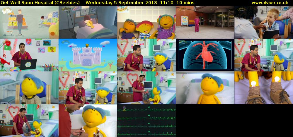 Get Well Soon Hospital (CBeebies) Wednesday 5 September 2018 11:10 - 11:20