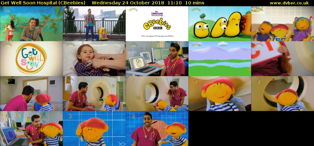 Get Well Soon Hospital (CBeebies) Wednesday 24 October 2018 11:10 - 11:20