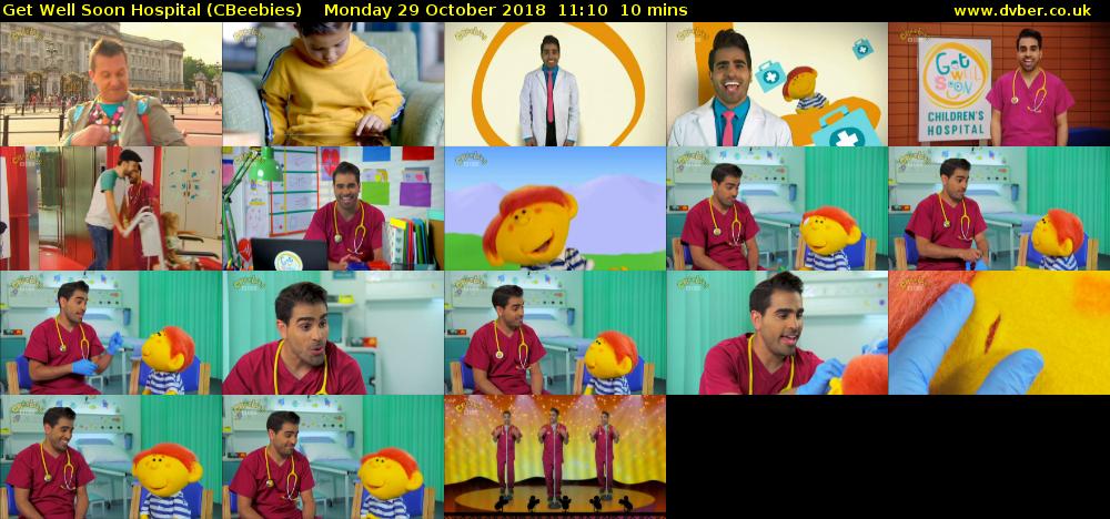 Get Well Soon Hospital (CBeebies) Monday 29 October 2018 11:10 - 11:20