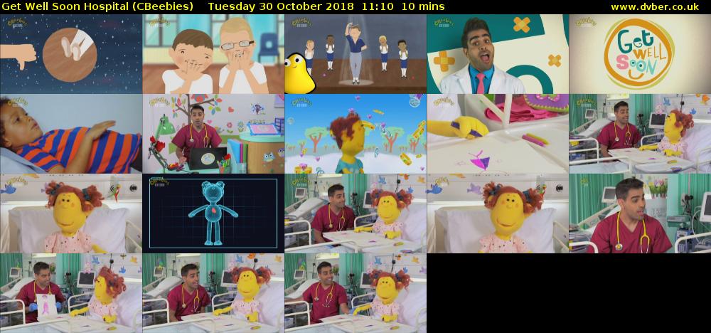 Get Well Soon Hospital (CBeebies) Tuesday 30 October 2018 11:10 - 11:20