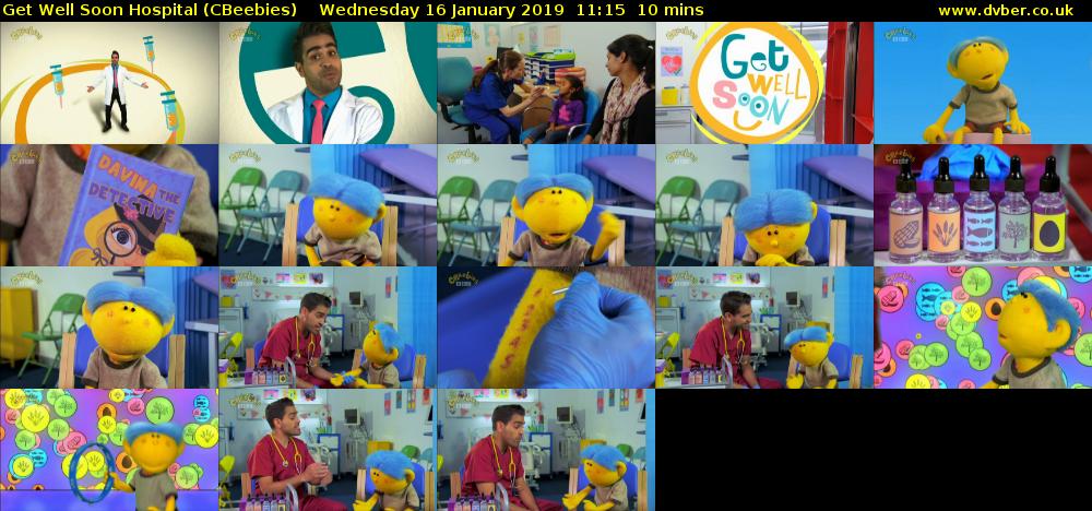 Get Well Soon Hospital (CBeebies) Wednesday 16 January 2019 11:15 - 11:25