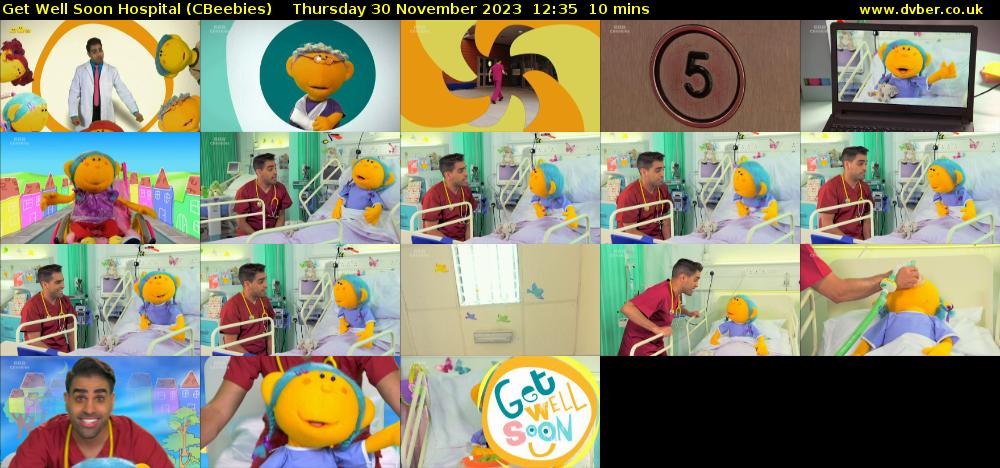 Get Well Soon Hospital (CBeebies) Thursday 30 November 2023 12:35 - 12:45