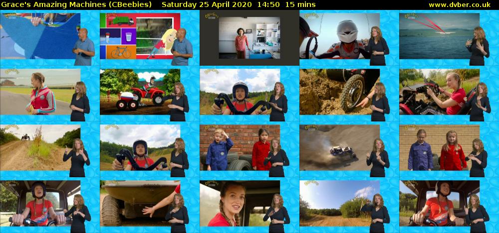 Grace's Amazing Machines (CBeebies) Saturday 25 April 2020 14:50 - 15:05