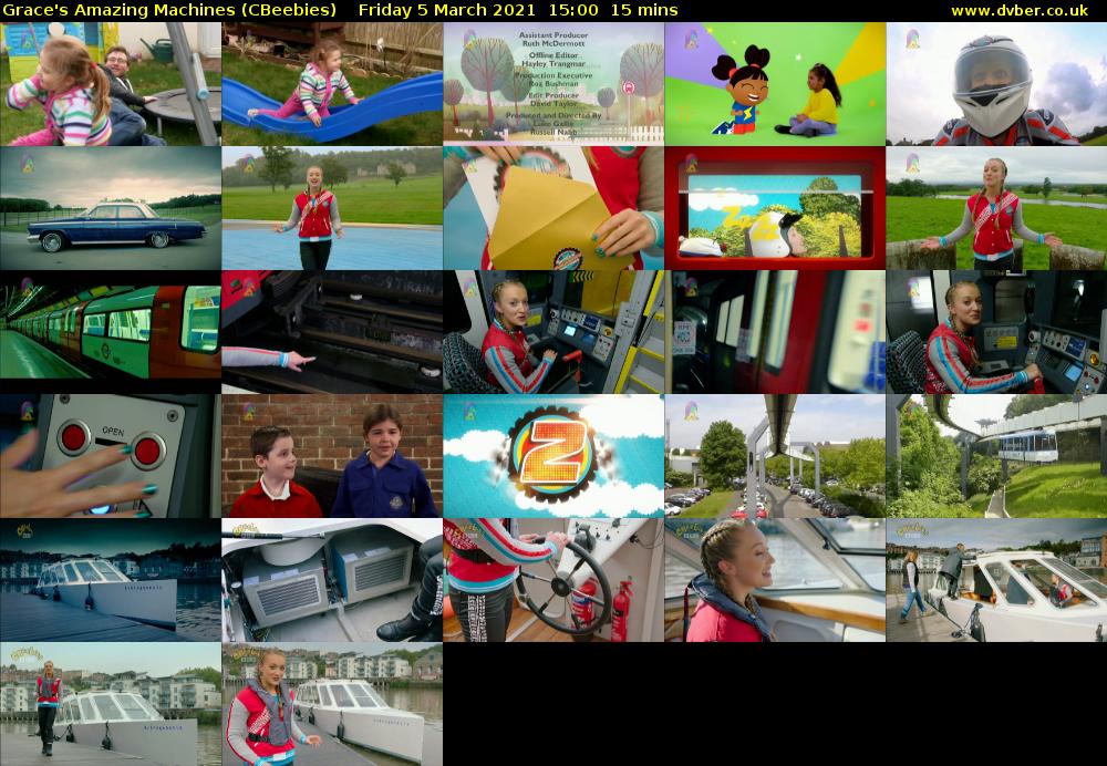Grace's Amazing Machines (CBeebies) Friday 5 March 2021 15:00 - 15:15