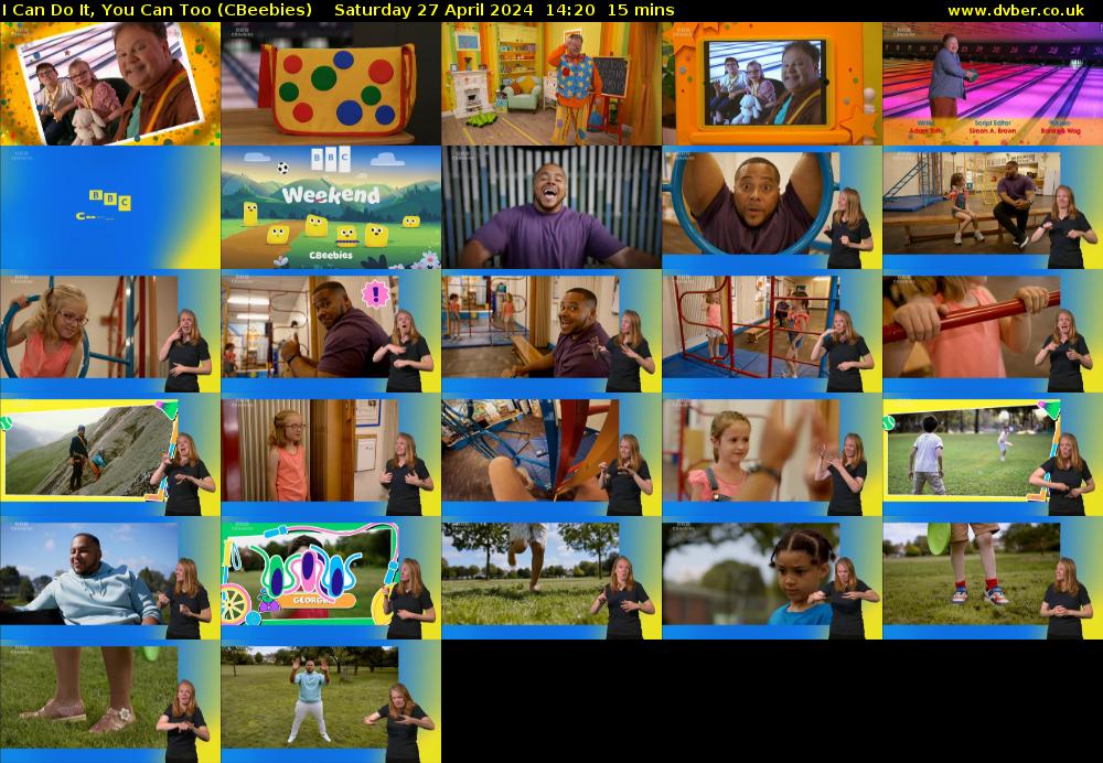 I Can Do It, You Can Too (CBeebies) Saturday 27 April 2024 14:20 - 14:35