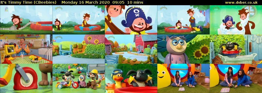 It's Timmy Time (CBeebies) Monday 16 March 2020 09:05 - 09:15