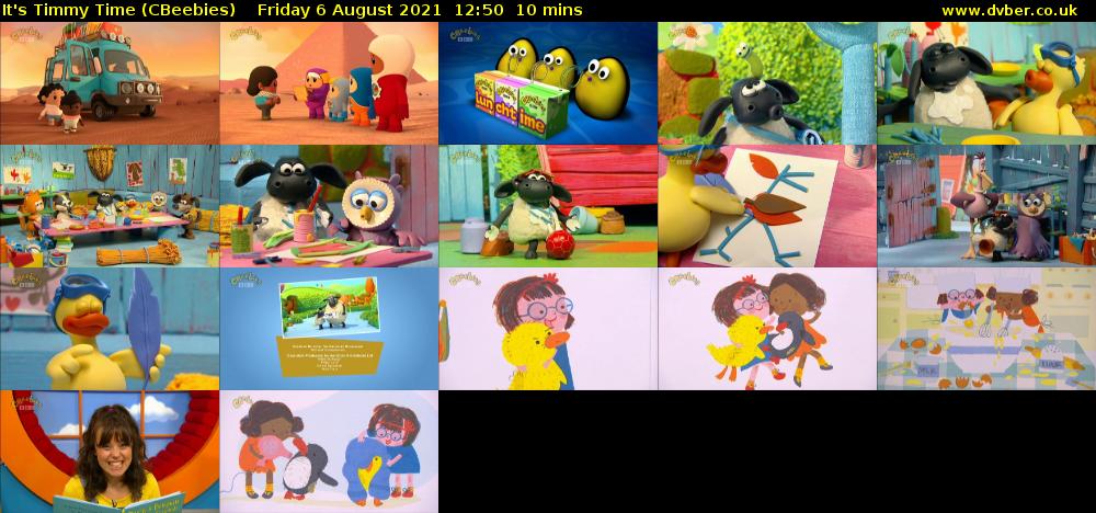 It's Timmy Time (CBeebies) Friday 6 August 2021 12:50 - 13:00