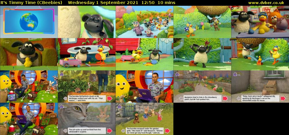 It's Timmy Time (CBeebies) Wednesday 1 September 2021 12:50 - 13:00
