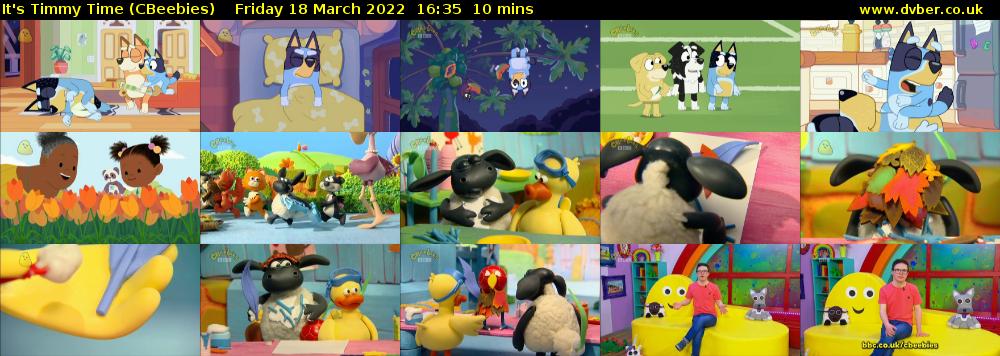 It's Timmy Time (CBeebies) Friday 18 March 2022 16:35 - 16:45