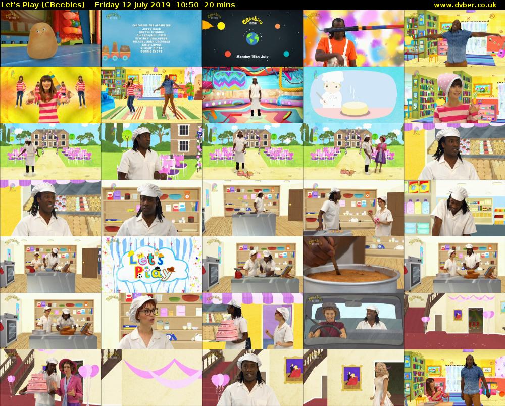 Let's Play (CBeebies) Friday 12 July 2019 10:50 - 11:10
