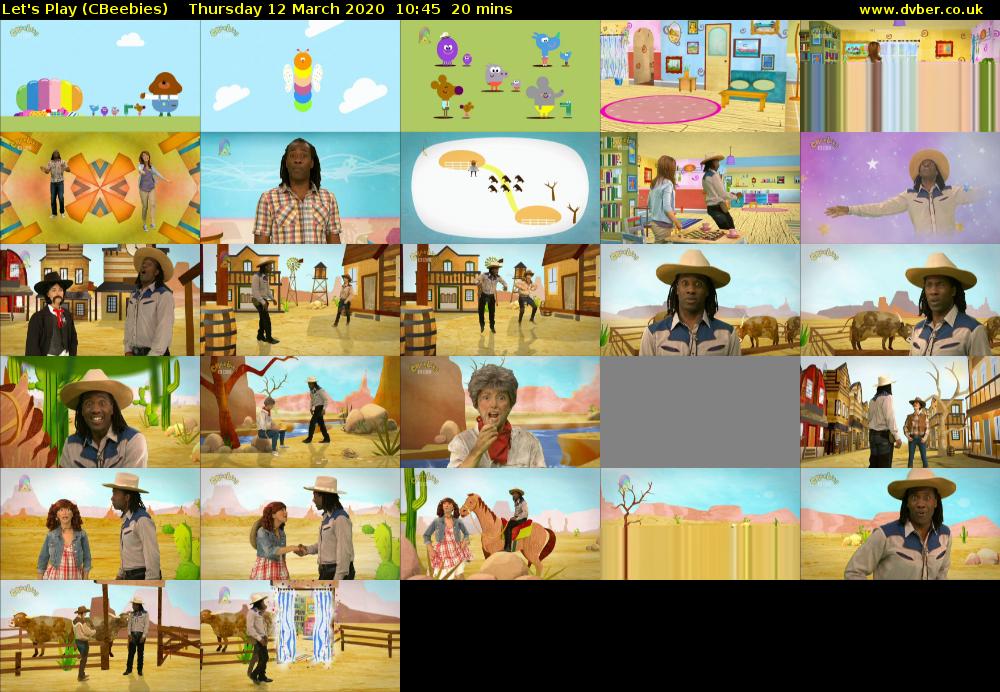 Let's Play (CBeebies) Thursday 12 March 2020 10:45 - 11:05