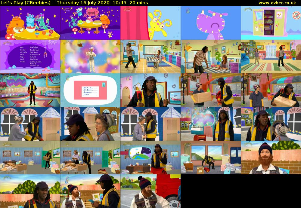 Let's Play (CBeebies) Thursday 16 July 2020 10:45 - 11:05