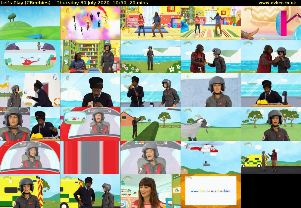 Let's Play (CBeebies) Thursday 30 July 2020 10:50 - 11:10