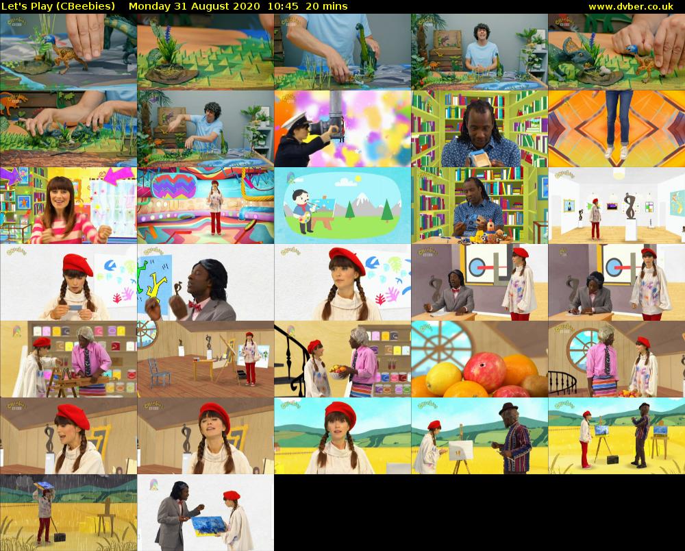 Let's Play (CBeebies) Monday 31 August 2020 10:45 - 11:05