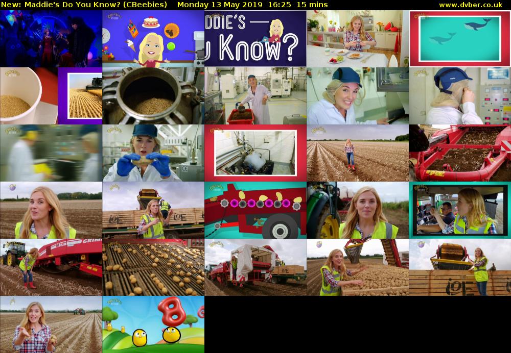 Maddie's Do You Know? (CBeebies) Monday 13 May 2019 16:25 - 16:40