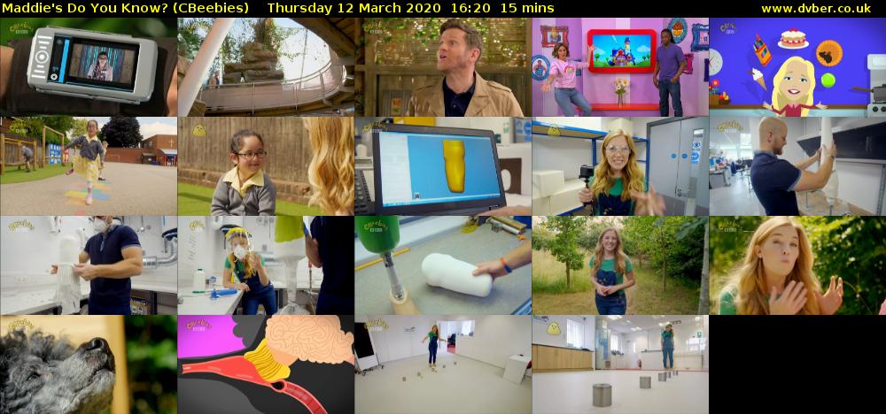 Maddie's Do You Know? (CBeebies) Thursday 12 March 2020 16:20 - 16:35