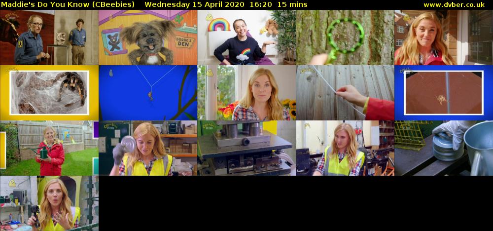 Maddie's Do You Know (CBeebies) Wednesday 15 April 2020 16:20 - 16:35